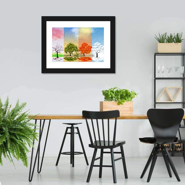 Four Seasons Geometric Landscape Canvas Wall Art
