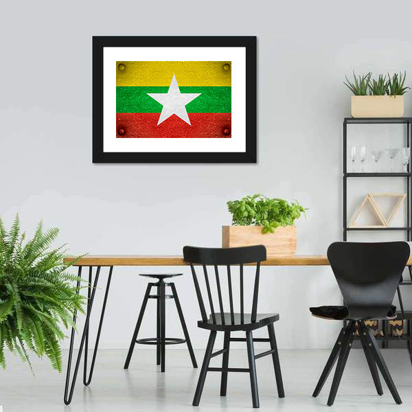 Flag Of Burma Canvas Wall Art-5 Horizontal-Gallery Wrap-22" x 12"-Tiaracle