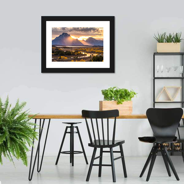 Grand Teton Sunrise Over River Valley Canvas Wall Art