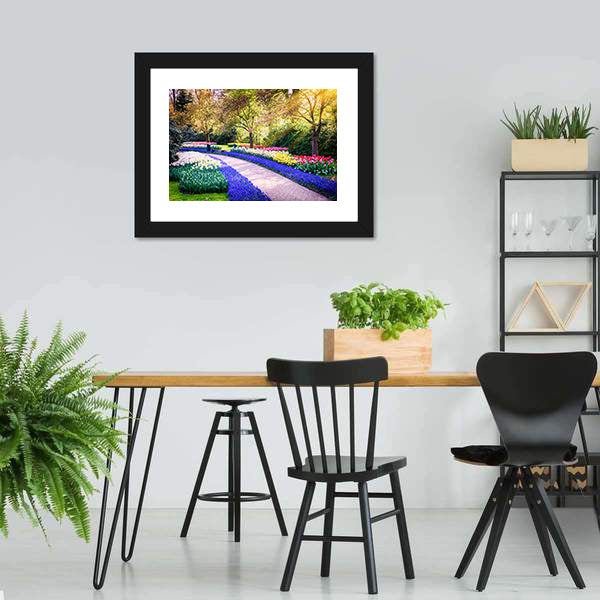 Colorful Flowers Keukenhof Garden Netherlands Canvas Wall Art-5 Horizontal-Gallery Wrap-22" x 12"-Tiaracle