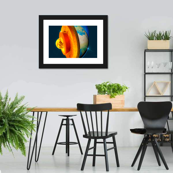Earth's Core Cross-section Illustration Canvas Wall Art