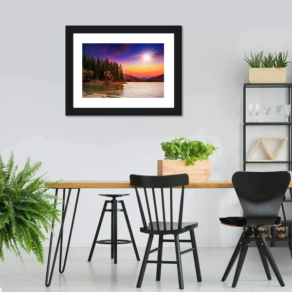 Mountain Lake in Autumn Canvas Wall Art