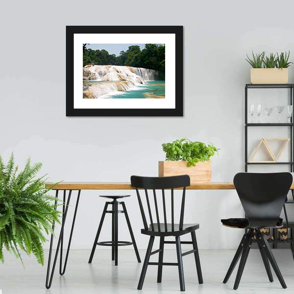 Agua Azul Waterfall Canvas Wall Art-5 Horizontal-Gallery Wrap-22" x 12"-Tiaracle