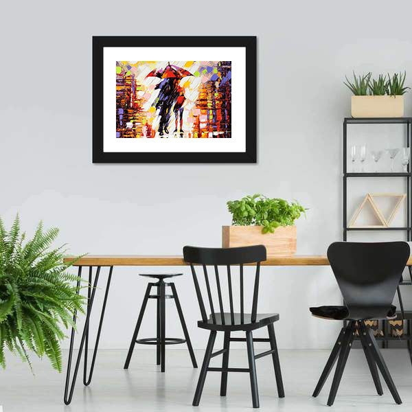 Couple Under an Umbrella Canvas Wall Art
