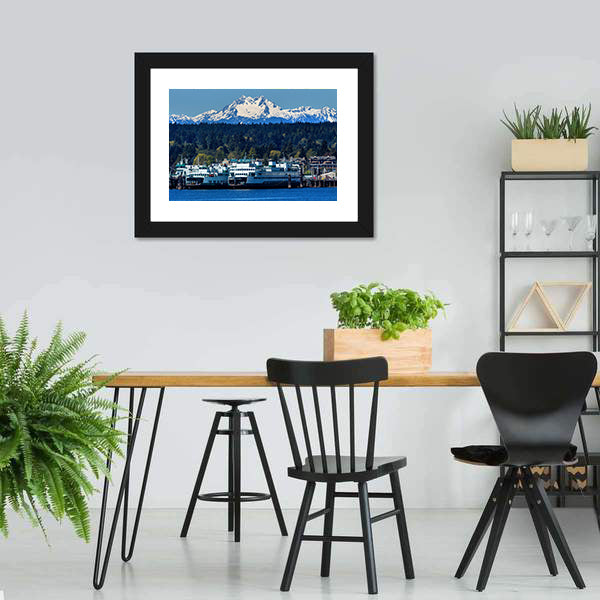 Snow-capped Mount Olympus with Lake Canvas Wall Art