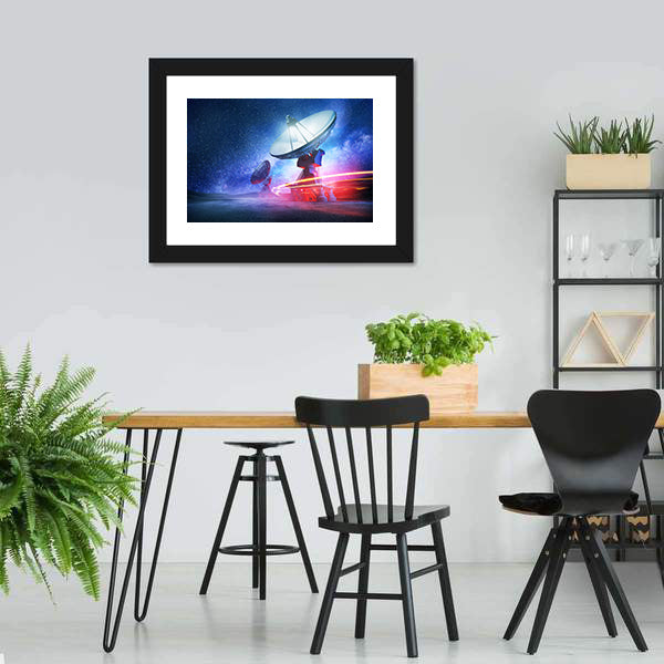 Deep Space Radio Telescope On A Milky Way Canvas Wall Art-5 Horizontal-Gallery Wrap-22" x 12"-Tiaracle