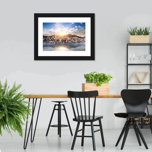Hong Kong Skyline at Sunset Canvas Wall Art