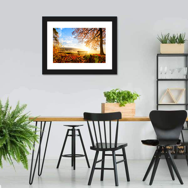 Autumn Landscape with the Sun Canvas Wall Art
