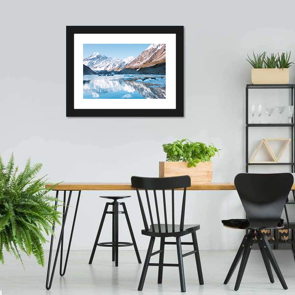 Glacial Lake with Snow-capped Mountains Canvas Wall Art