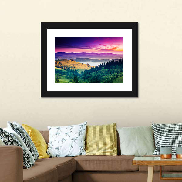 Fantastic Morning Mountain Landscape Canvas Wall Art-5 Horizontal-Gallery Wrap-22" x 12"-Tiaracle