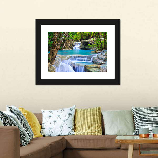 Erawan Waterfall in Kanchanaburi Canvas Wall Art