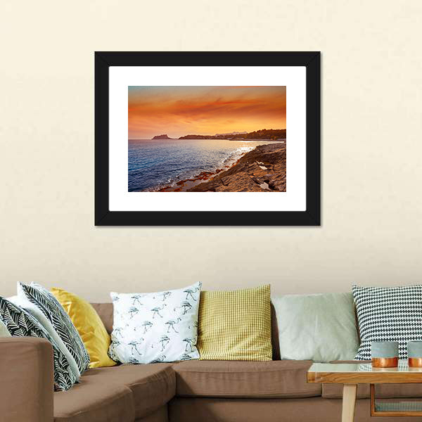 Moraira Beach At Sunset Canvas Wall Art-5 Horizontal-Gallery Wrap-22" x 12"-Tiaracle