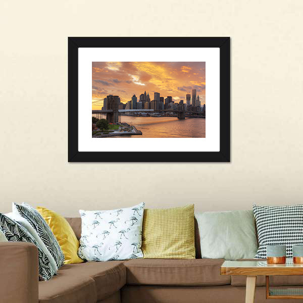 Downtown New York City Canvas Wall Art-5 Horizontal-Gallery Wrap-22" x 12"-Tiaracle