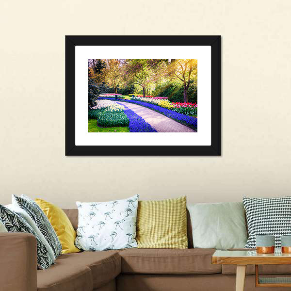 Colorful Flowers Keukenhof Garden Netherlands Canvas Wall Art-5 Horizontal-Gallery Wrap-22" x 12"-Tiaracle