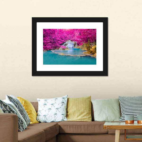 Erawan Waterfall Thailand Canvas Wall Art-5 Horizontal-Gallery Wrap-22" x 12"-Tiaracle