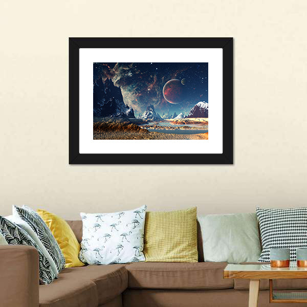 Big Planets with Icy Mountains Canvas Wall Art