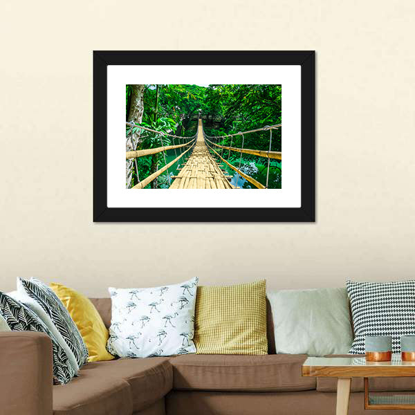 Bamboo Suspension Bridge Canvas Wall Art-3 Horizontal-Gallery Wrap-25" x 16"-Tiaracle