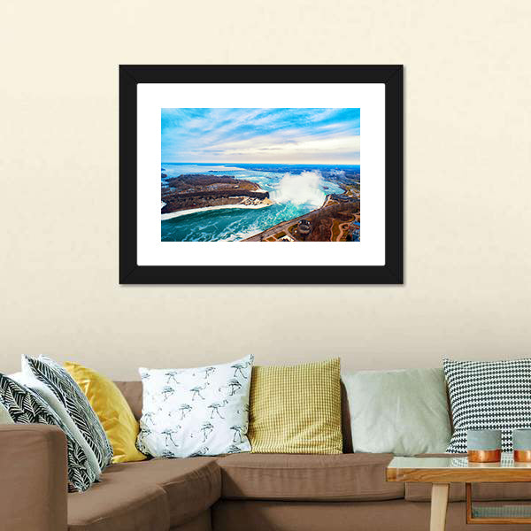 Niagara Falls Between United States Of America Canvas Wall Art-5 Horizontal-Gallery Wrap-22" x 12"-Tiaracle