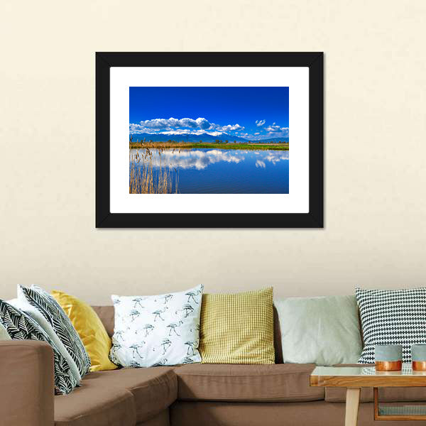 Snow-capped Mountain Lake with Reflections Canvas Wall Art