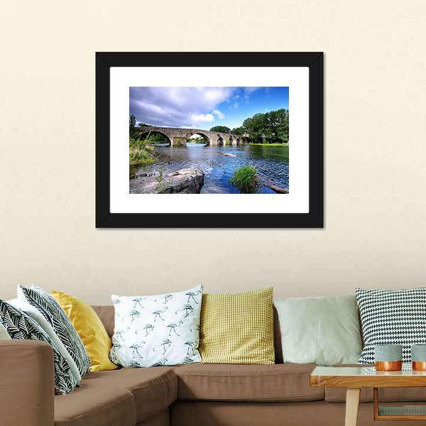 Bridge And River In Spain Canvas Wall Art-3 Horizontal-Gallery Wrap-25" x 16"-Tiaracle