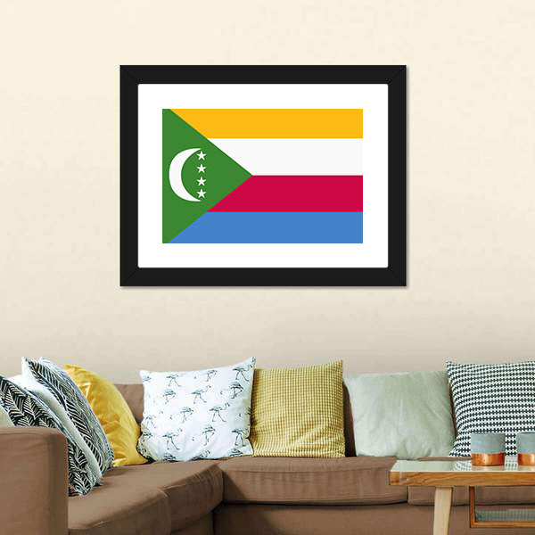 Flag Of Comoros Canvas Wall Art-5 Horizontal-Gallery Wrap-22" x 12"-Tiaracle