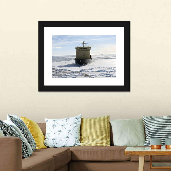 Icebreaker in Antarctica Canvas Wall Art