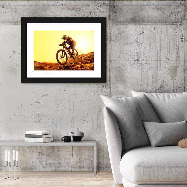 Cyclist Riding Mountain Bike Canvas Wall Art-5 Horizontal-Gallery Wrap-22&quot; x 12&quot;-Tiaracle