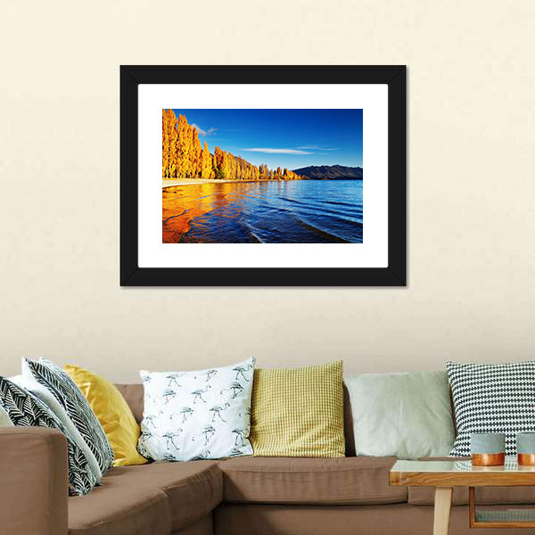 Lake Wanaka Golden Autumn Reflection Canvas Wall Art