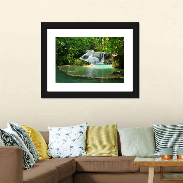 Erawan Waterfall Thailand Canvas Wall Art-5 Horizontal-Gallery Wrap-22" x 12"-Tiaracle