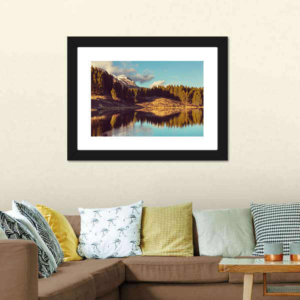 Lake In Rocky Mountains Canvas Wall Art-5 Horizontal-Gallery Wrap-22" x 12"-Tiaracle