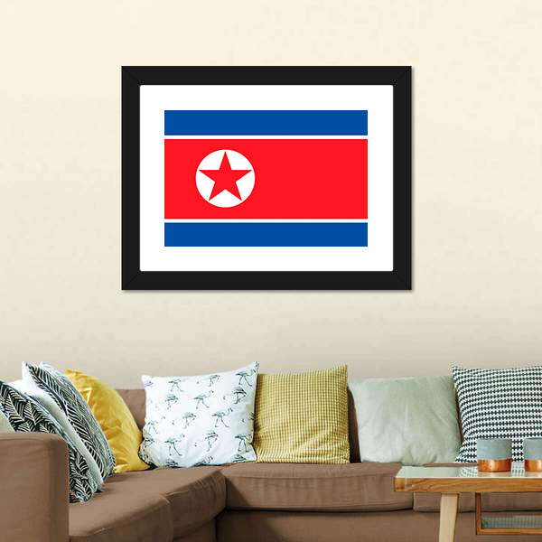 Flag Of North Korea Canvas Wall Art-5 Horizontal-Gallery Wrap-22" x 12"-Tiaracle