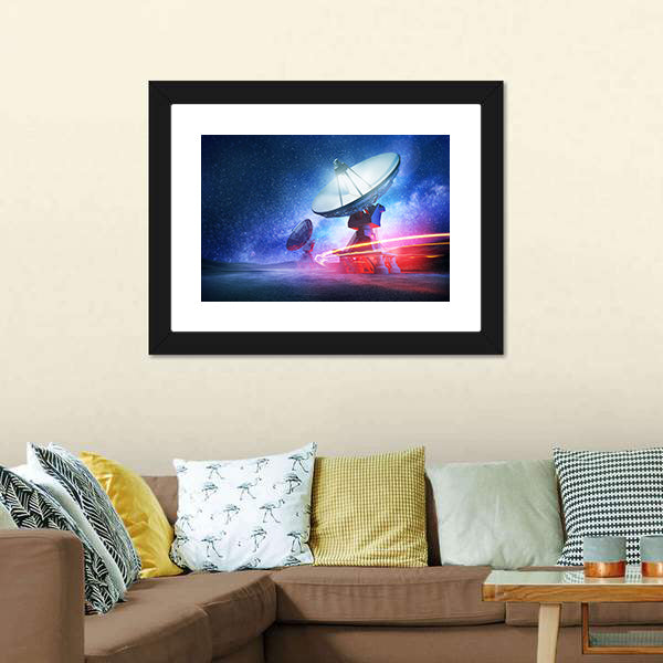 Deep Space Radio Telescope On A Milky Way Canvas Wall Art-5 Horizontal-Gallery Wrap-22" x 12"-Tiaracle