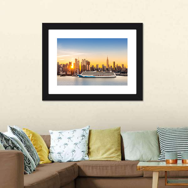 New York City Skyline Canvas Wall Art-5 Horizontal-Gallery Wrap-22" x 12"-Tiaracle