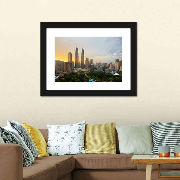 Kuala Lumpur City Skyline Canvas Wall Art-5 Horizontal-Gallery Wrap-22" x 12"-Tiaracle