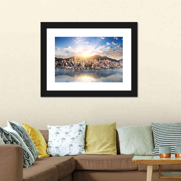 Hong Kong Skyline at Sunset Canvas Wall Art