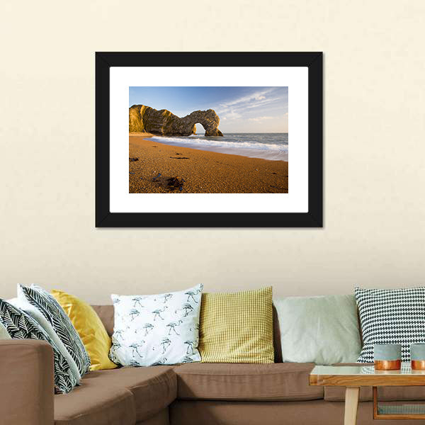 Durdle Door Natural Rock Arch In Dorset England Canvas Wall Art-5 Horizontal-Gallery Wrap-22" x 12"-Tiaracle