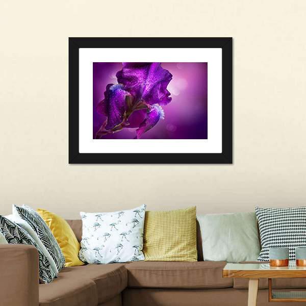 Elegant Purple Iris Macro Photography Canvas Wall Art