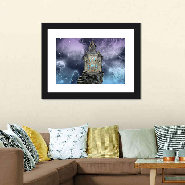 Fairy Tale Castle on a Rocky Island Canvas Wall Art