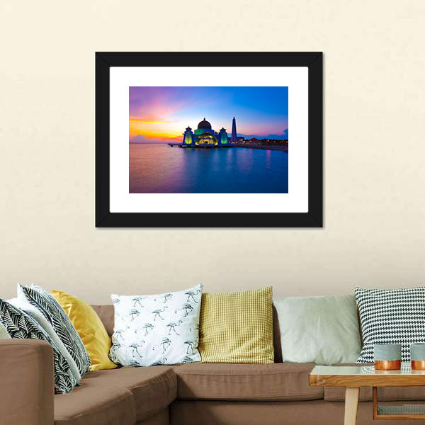 Masjid Selat Melaka Canvas Wall Art-3 Horizontal-Gallery Wrap-25" x 16"-Tiaracle