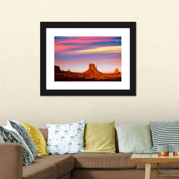 Monument Valley At Sunset Canvas Wall Art-5 Horizontal-Gallery Wrap-22" x 12"-Tiaracle