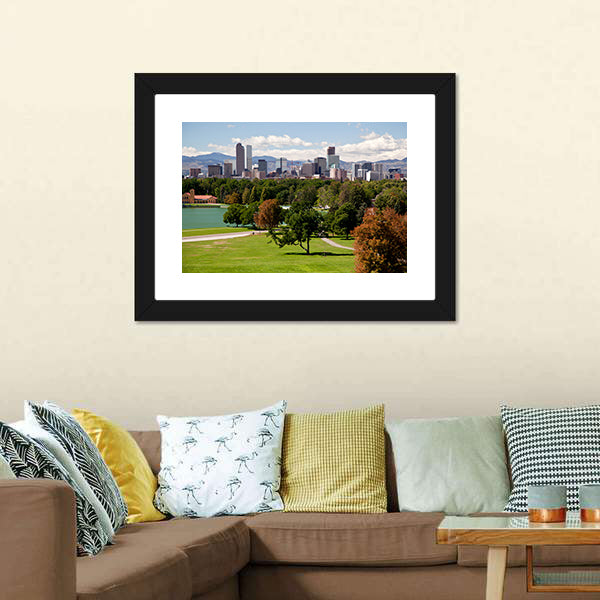 Denver Skyline Canvas Wall Art-5 Horizontal-Gallery Wrap-22" x 12"-Tiaracle
