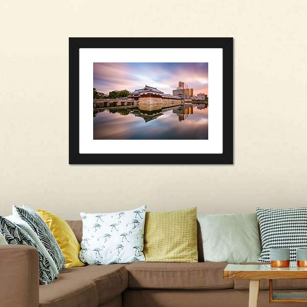 Japan Castle Moat at Sunset Canvas Wall Art