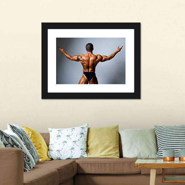 Bodybuilder Showing His Biceps Canvas Wall Art-5 Horizontal-Gallery Wrap-22" x 12"-Tiaracle