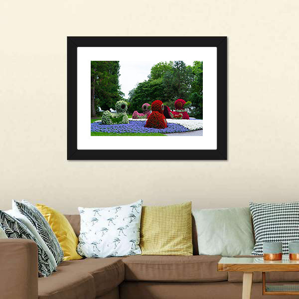 Floral Figures Of Ducks Canvas Wall Art-5 Horizontal-Gallery Wrap-22" x 12"-Tiaracle