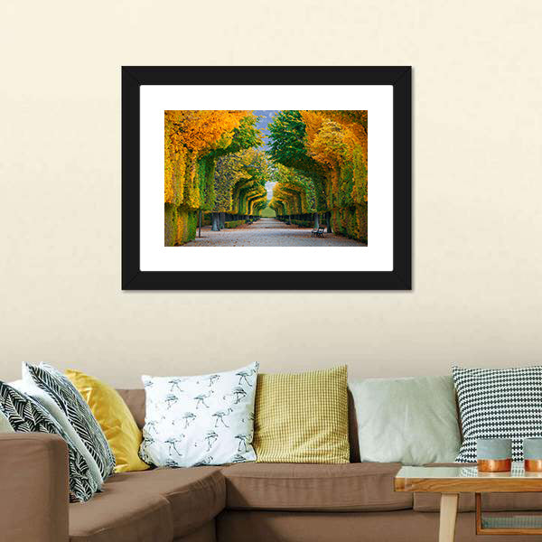 Long Road In Autumn Park Canvas Wall Art-5 Horizontal-Gallery Wrap-22" x 12"-Tiaracle
