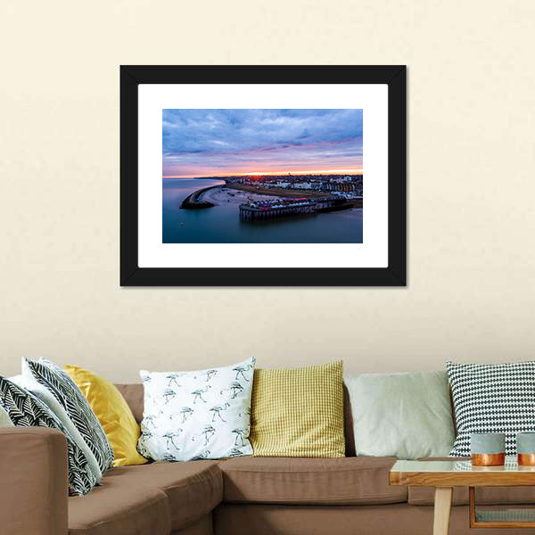 Herne Bay Pier At Sunrise Canvas Wall Art-5 Horizontal-Gallery Wrap-22" x 12"-Tiaracle