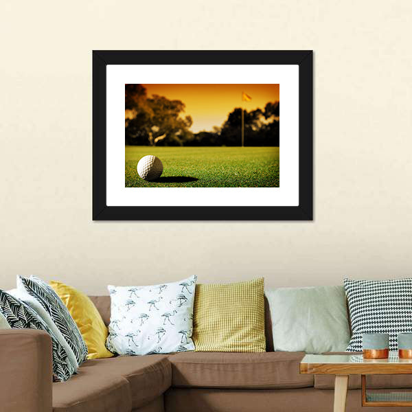 Golf Ball At Evening Sunset Canvas Wall Art