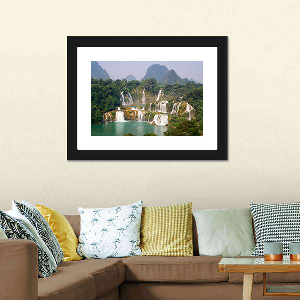 Ban Goic Waterfall In China Canvas Wall Art-5 Horizontal-Gallery Wrap-22" x 12"-Tiaracle