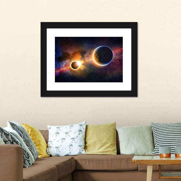 Glowing Planet Earth in Space Canvas Wall Art