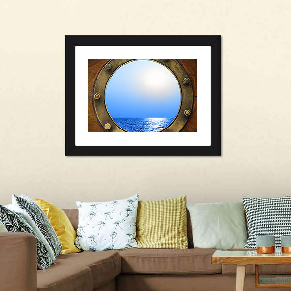 Boat Porthole With Ocean Canvas Wall Art-5 Horizontal-Gallery Wrap-22" x 12"-Tiaracle